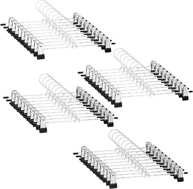 Металева вішалка для брюк WEIDMAX, міцна хромована вішалка для брюк з регульованими затискачами, металева вішалка для брюк, компактна вішалка для брюк, шкарпетки, спідниці, 30 см (12 футів), 30 шт. (40 шт.)