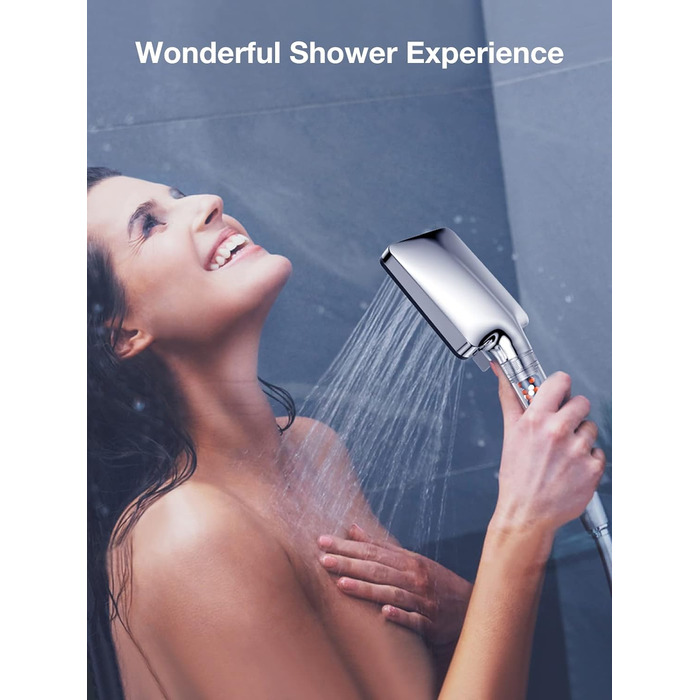 Душова лійка YEAUPE PRO з фільтром, квадратна, чистий душ, душова лійка для ванної кімнати (115 x 100 мм), душова лійка, високий тиск, 6 режимів струменя, універсальна, потужний потік, дощ, тільки душова лійка