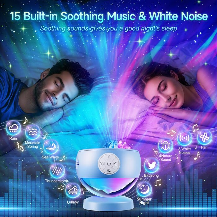 Проєктор зоряного неба Sternenhimmel: подарунок для дівчаток, жінок та хлопчиків. 300 режимів, нічник, Bluetooth, лампа північного сяйва для кімнати (Синій)