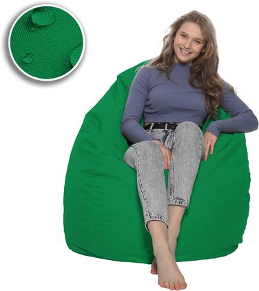 Подушка для підлоги Beanbag XXL для дорослих і дітей - підходить для ігор або відпочинку - в приміщенні та на вулиці, оскільки вона водонепроникна - з намистинами EPS, колір зелений, розмір XL