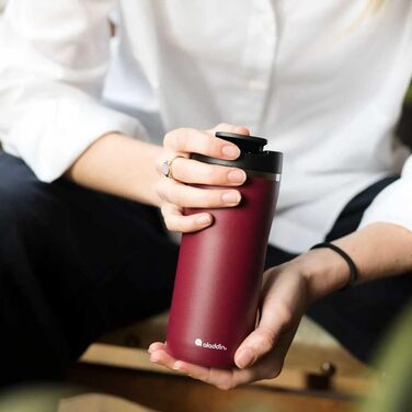 Термокружка Aladdin Barista Java з нержавіючої сталі 0.47L - Leak-Lock, для кави To Go, зберігає тепло 4 години, BPA-Free, придатна для миття в посудомийній машині (355 мл, Бордовий)