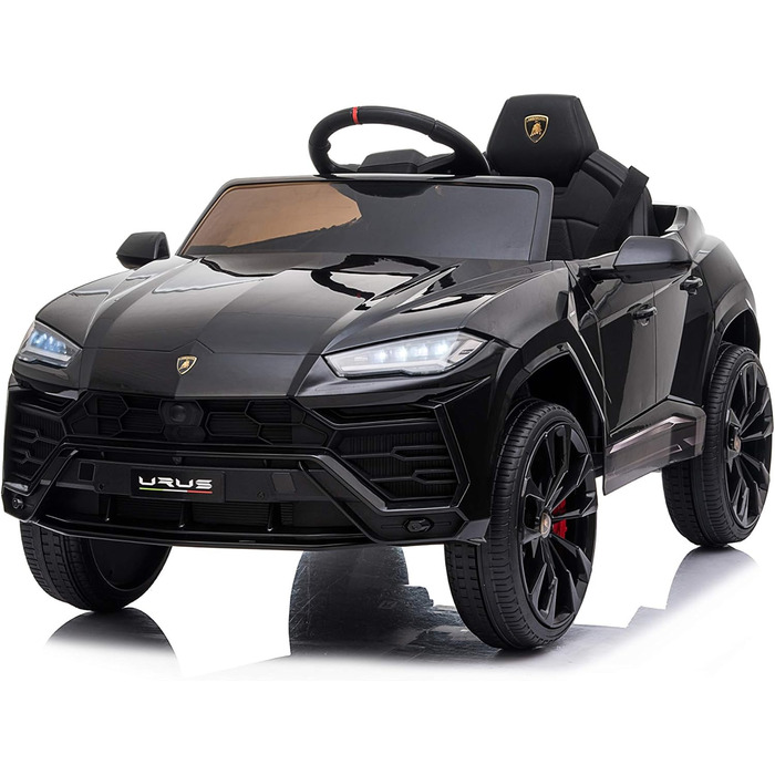 Дитячий електромобіль FINOOS Lamborghini Urus з оригінальною ліцензією, 12V акумулятор, вертикальні двері, 2 мотори, радіоуправління, чорний, для дітей 1-4 років