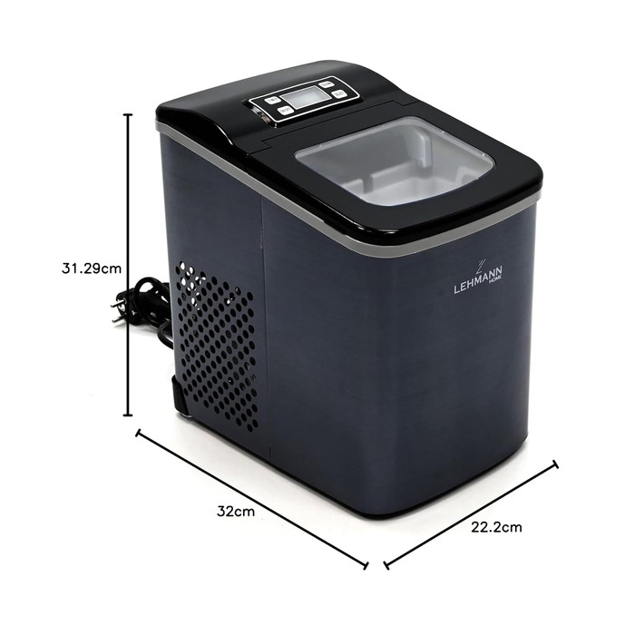 Машина для приготування льоду Lehmann - швидке виробництво, 2 розміри, 12 кг/24 год, для дому, вечірки, офісу, кемпінгу (2 л)