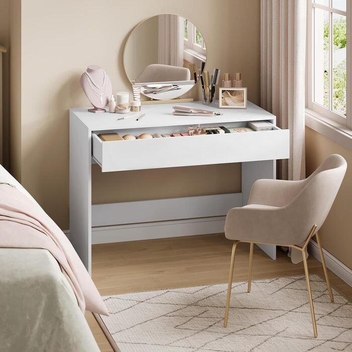 Комп'ютерний стіл з ящиками для дітей та спальні, мінімалістичний дизайн, 100x50x75 см, білий