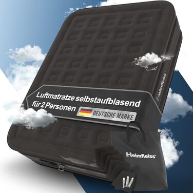 Надувний матрац самонадувний Heimfleiss® Premium 100x200 см | Матрац для гостей та кемпінгу | З насосом (2 особи, Чорний)