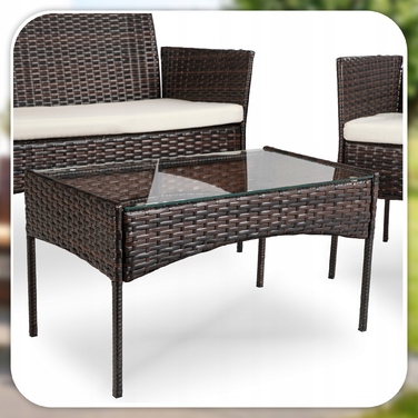 Комплект садових меблів із техноротанга MEBEL ELITE, коричневий, 4 предмети