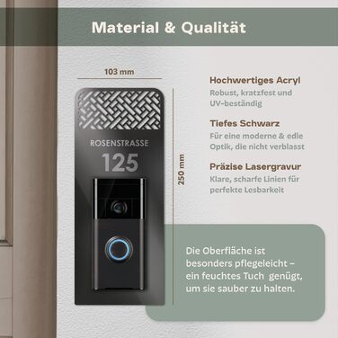 Клінцель для Ring Doorbell 2, 3, 3+: Персоналізоване табличко з акрилу для дверей, поштова скринька, гравіювання