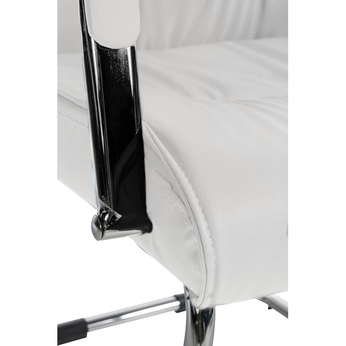 Стілець конференційний Sievert білий з м'якою оббивкою, штучна шкіра, з підлокітниками