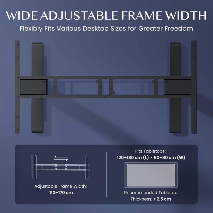 Стол робочий регульований по висоті FLEXISPOT E6, електричний, чорний, 160 кг, USB, пам'ять, LED-дисплей