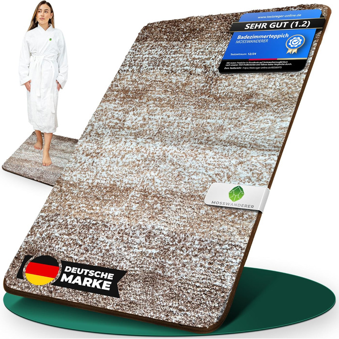 Килимок для ванної кімнати [60x90] нековзкий – розкішний килимок для ванної кімнати великого розміру та пральний | Високоякісні килимки та килимове покриття для ванної кімнати, душової кабіни та іншого | чорний (50 x 80 см, бежевий)