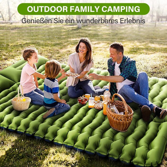 Кемпінговий надувний матрац Yuzonc Isomatte з вбудованим насосом-помпою та подушкою, компактний двопомісний матрац для походу, туризму та пляжу