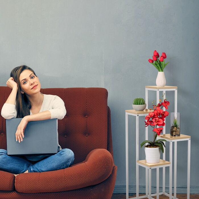 Relaxdays Бічна полиця-квітка з 4 ярусами