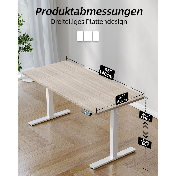 Регульований стіл BEXEVUE 120x60 см, електричний, з пам'яттю, для комп'ютера, білий