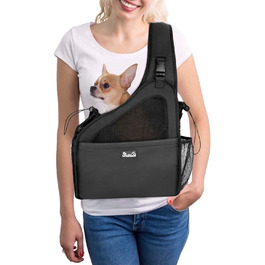 Несуча для собак Nasjac, Дорожня сумка для цуценят Сумка для собак Регульований м'який ремінець дихаюча сітка жорстка Нижня опора шнурок передня кишеня миється, до 3,5 кг чорний для собак до 3,5 кг