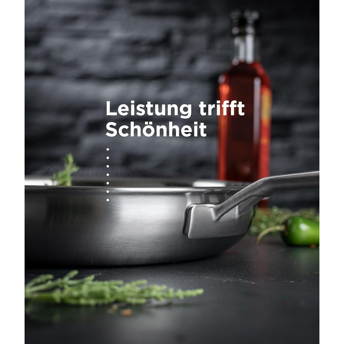 Сковорода KUHN RIKON CULINARY Fiveply 28 см, нержавіюча сталь, без антипригарного покриття, 5-шарове покриття