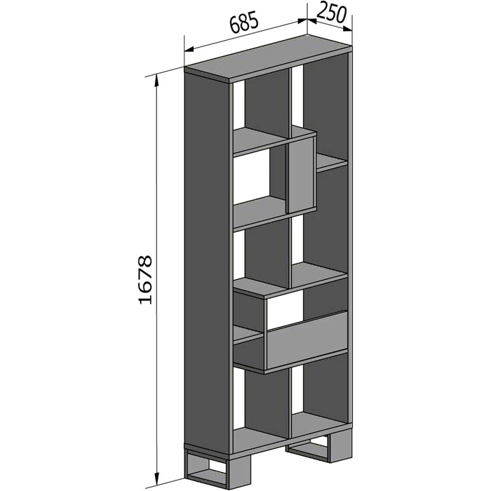 Скраут Головна - Дизайнерська полиця - - Вертикальна або горизонтальна етажерка - Зигзагоподібна модель - Легка збірка - Дуже стійка - Деревина Es (дуб, 168 х 69 х 25 см)