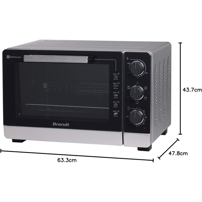 Міні-піч Brandt FC405MS: компактна, 40 л, 2100 Вт, 5 режимів, рівномірне приготування, сірий колір