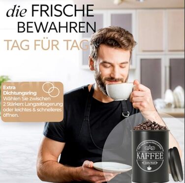 Набір контейнерів для зберігання продуктів IDEALTASTIC® Premium: кава, цукор, борошно (3 шт x 500г) - герметичні, чорні, матові