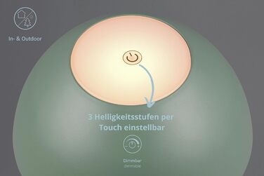 Бездротова настільна лампа Robert, LED, настільна лампа, нічник, регулювання яскравості, USB зарядка, 30 см, Pistaziengrün