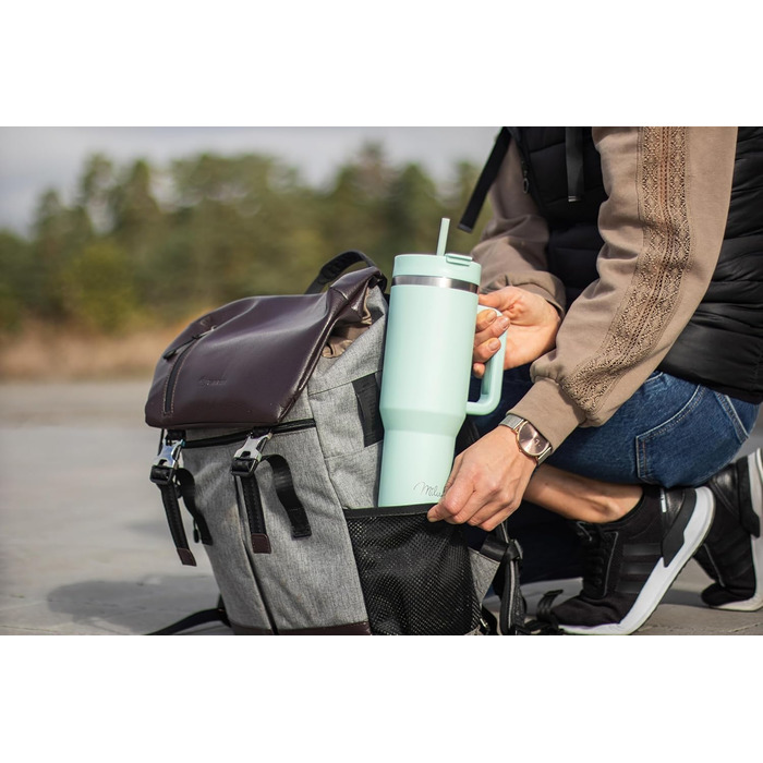 Термокружка Milu 1200 мл з трубочкою та ручкою – термокружка для подарунку жінкам та чоловікам | Подарунок на День батька, День матері, для дідуся та бабусі | Колір: Mellow Mint