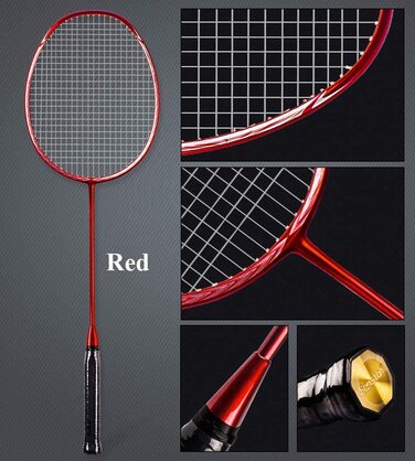 Надлегка ракетка для бадмінтону Senston N80 з вуглецевого волокна з кишенею для ракетки червоного кольору