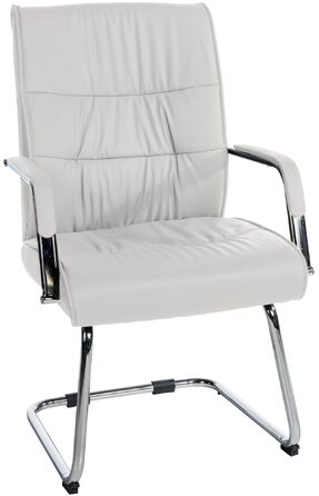 Стілець конференційний Sievert білий з м'якою оббивкою, штучна шкіра, з підлокітниками