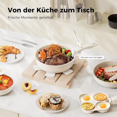 Набір посуду YASHE 20 предметів: каструлі та сковорідки з знімними ручками, антипригарне покриття, індукційний, до 230°C, для миття в посудомийній машині, сірий та білий