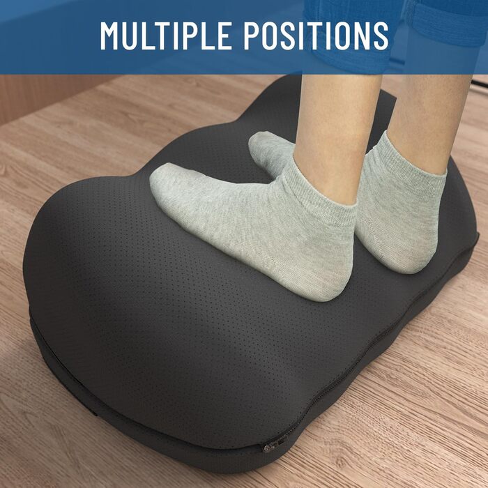 Підставка для ніг Everlasting Comfort FootCloud під стіл – ергономічна, регульована по висоті, з масажними вузлами. Зменшує біль, покращує кровообіг. Чорна.