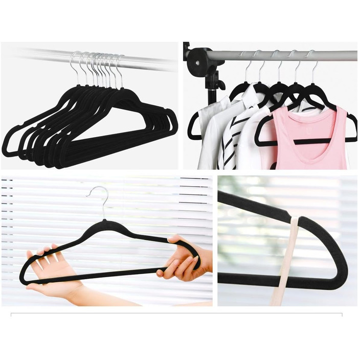 Вішалки для одягу Yaheetech 100 шт. - вішалки для костюмів, чорні, з поворотним гачком 360°
