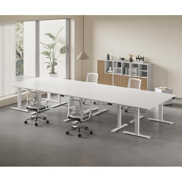 Регульований стіл Homall 200x80 см з USB-портом, електропривод, органайзер для кабелів, пам'ять положень, білий комп'ютерний стіл