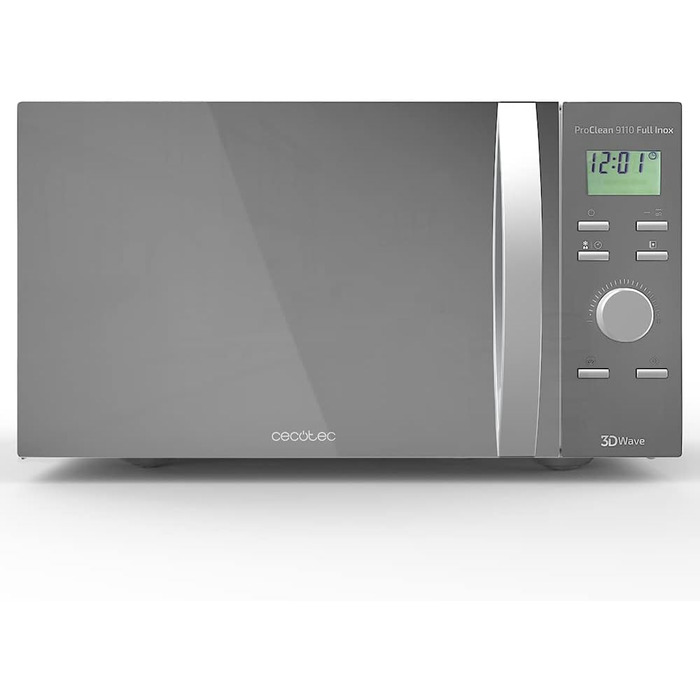 Мікрохвильова піч Cecotec ProClean 3060, 30 л, 700 Вт, 6 режимів, Ready2Clean покриття, 3D Wave, срібляста з грилем