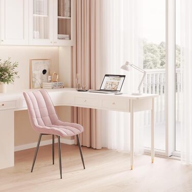 Набір обідніх стільців WOLTU, 8 шт., рожеві, для кухні, вітальні, їдальні, м'яке сидіння з велюру, металеві ніжки, до 150 кг