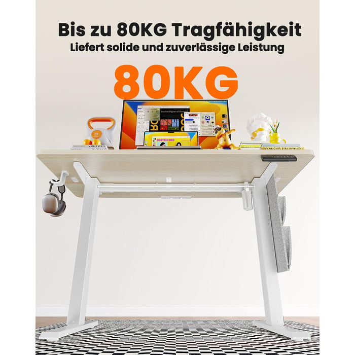 Електричний регульований стіл ErGear 100x60 см з пам'яттю, для дому та офісу