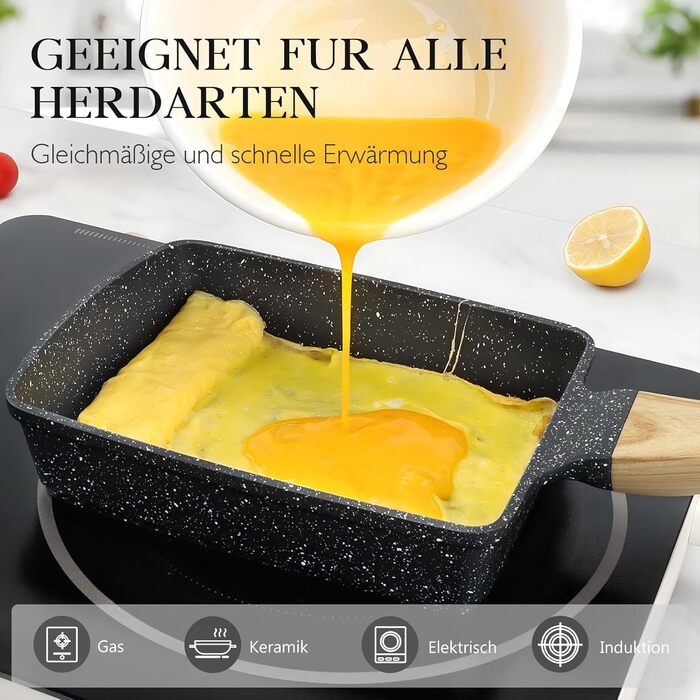 Пан для приготування тамагоякі (японського омлету) GiPP, 18x13 см, з гранітно-антипригарним покриттям, без PFOA/PFOS, сірий