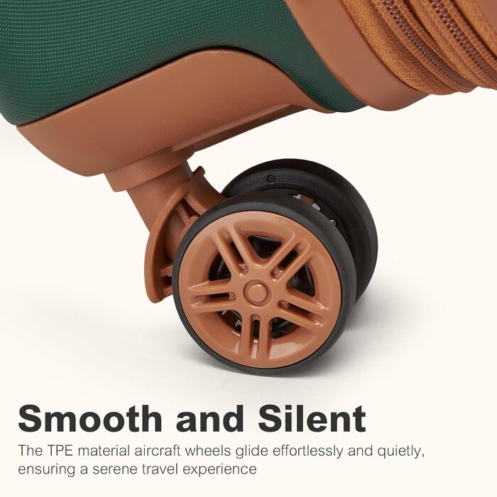 KONO Чемодан-Тролей середнього розміру, валіза для подорожей з ABS+PC, жорсткий корпус, 4 колеса, TSA замок (L) (65см, темно-зелений/коричневий)