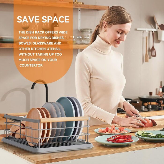 Сушарка для посуду BRIAN & DANY з піддоном, 42x30x15 см, сіра