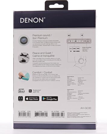 Бездротові накладні навушники Denon AH-GC30, ANC, Bluetooth, Hi-res, мікрофон, 20 годин акумулятора (білий)