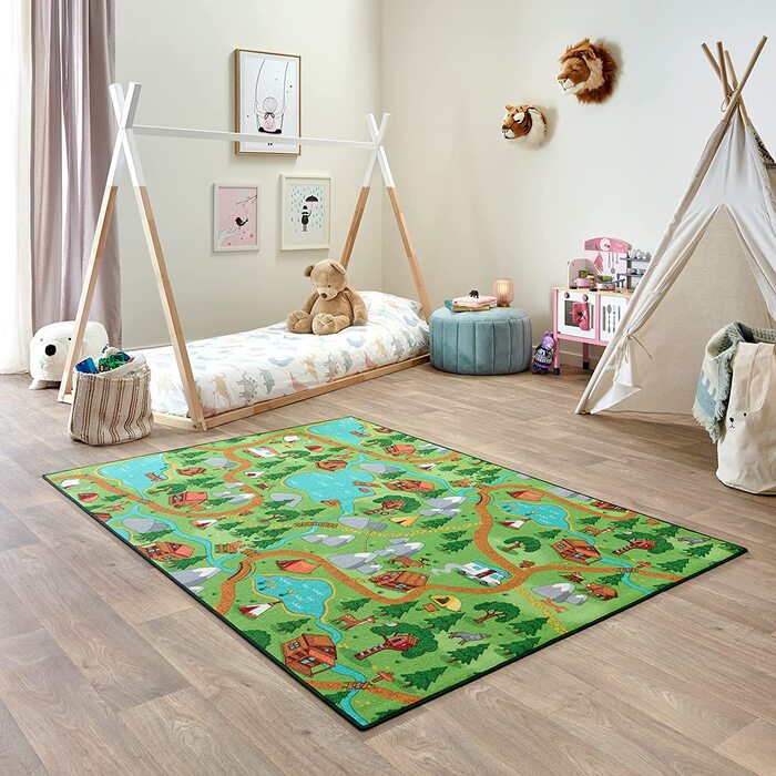 Килим-студійний килим для дитячої кімнати, дитячий килим, килимок для вуличних ігор для хлопчиків і дівчаток для спальні і ігрової кімнати, нековзний, можна прати при температурі 30C - (140x200 см, для піших прогулянок)