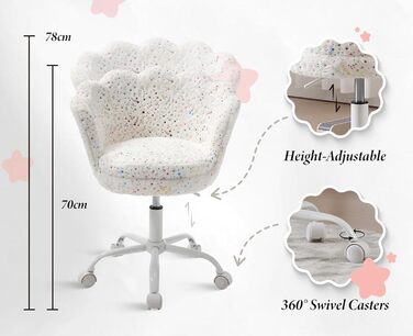 Дитячий стіл-крісло регульований, обертовий крісло з велюру, крісло для дівчаток, крісло для навчання, біле