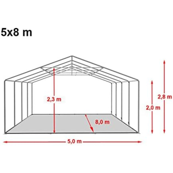 Намет Festzelt Partyzelt 5x8 м: вогнестійкий, преміум-якість, ПВХ, білий, водонепроникний з каркасом