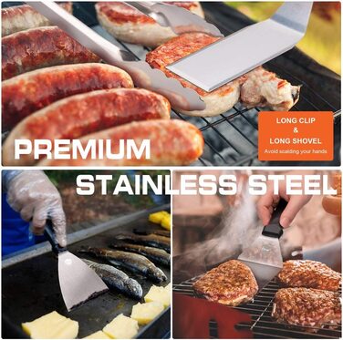 Набір для грилю Huolewa, нержавіюча сталь, 9 предметів: лопатка, щітка, викрутка, сумка. Професійний аксесуар для BBQ, тепаньякі та кемпінгу