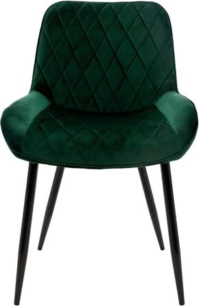 Набір з 4-х обідніх стільців ML-Design, темно-зелений, з м'яким сидінням з велюру, металеві ніжки, для кухні та вітальні