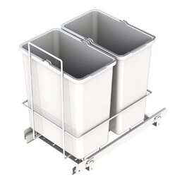 Вбудована висувна кошик для сміття з висувною кошиком 2x10l Білий 25,8x41, 4x39 ,5 см - система поділу сміття Duo для кухні Нижній шафа, 62/2