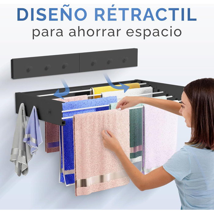 Настінна сушилка для білизни JUPPLIES розкладна, 120 см – сушилка для одягу для дому та вулиці, біла, 30 кг