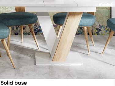 Обідній стіл Meble.In розсувний, сучасний, чорний/білий глянцевий, 120-160x80x75 см