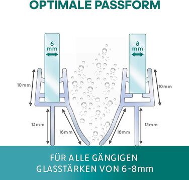 Ущільнювач для душових Meisterfaktur для дверей 6-8 мм 2 шт 100 см прозорий