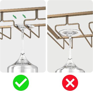 Підставка для келихів FIAMER - металева підставка для винних келихів, підвісна полиця для кухні, бару та ресторану (Золота, 3 ряди, 1 шт.)