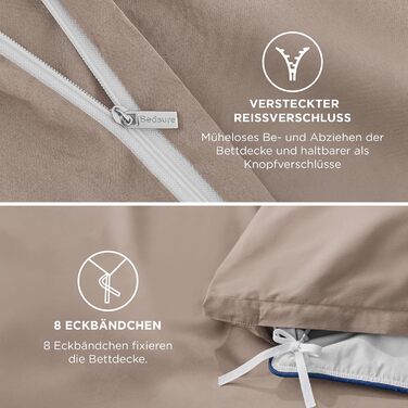 BEDSURE Комплект постільної білизни 135x200 з бавовни 4-х частинний - комплект постільної білизни, 2 наволочки 80x80 см, Oeko-TEX, колір хакі