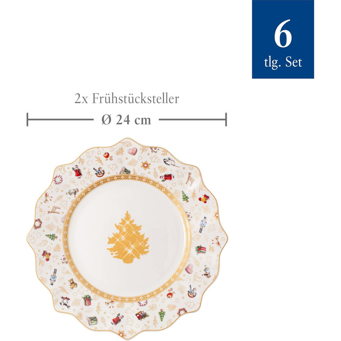 Villeroy & Boch Toy's Delight: Сніданок на двох - сервіз для двох осіб (6 предметів), білий/червоний, кераміка, Преміум якість, Різдвяний сервіз