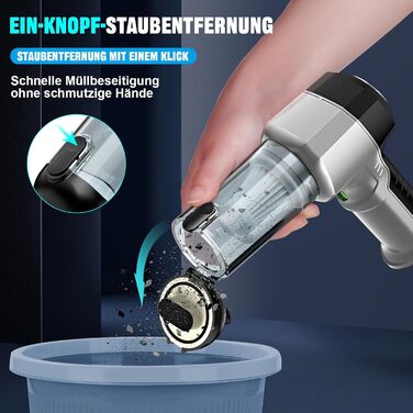 Акумуляторний ручний пилосос 4-в-1 для авто та дому, потужність 25000Па, бездротовий електроповітродув для прибирання шерсті, кухні та ПК, чорний